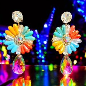 Electric Daisy Oil Spill Earrings